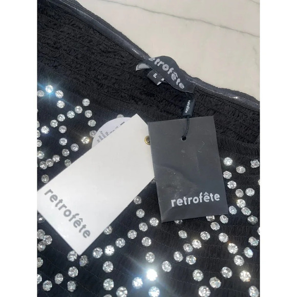 RETROFETE Felicity Dress Skirt in Black & Silver Gold Large New Womens Mini - Picture 10 of 17